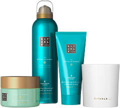 Rituals The Ritual of Karma - Medium Gift Set = 48h Hyd. Body Cream 100 ml + Foaming Shower Gel 200 ml + Softening Body Scrub 125 g + Scented Candle 140 g