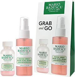 Mario Badescu Grab & Go Set = Facial Spray with Aloe, Herbs & Rosewater + Drying Lotion