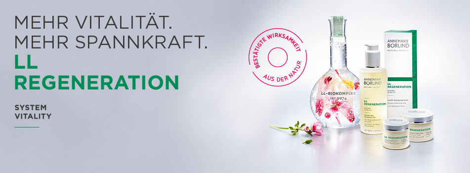 Pflegeserie für reife Haut mit Anti-Aging-Fokus, blumige Elemente und violett-grüne Farbwelt.